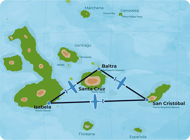 Mapa de conexión San Cristóbal e Isabela